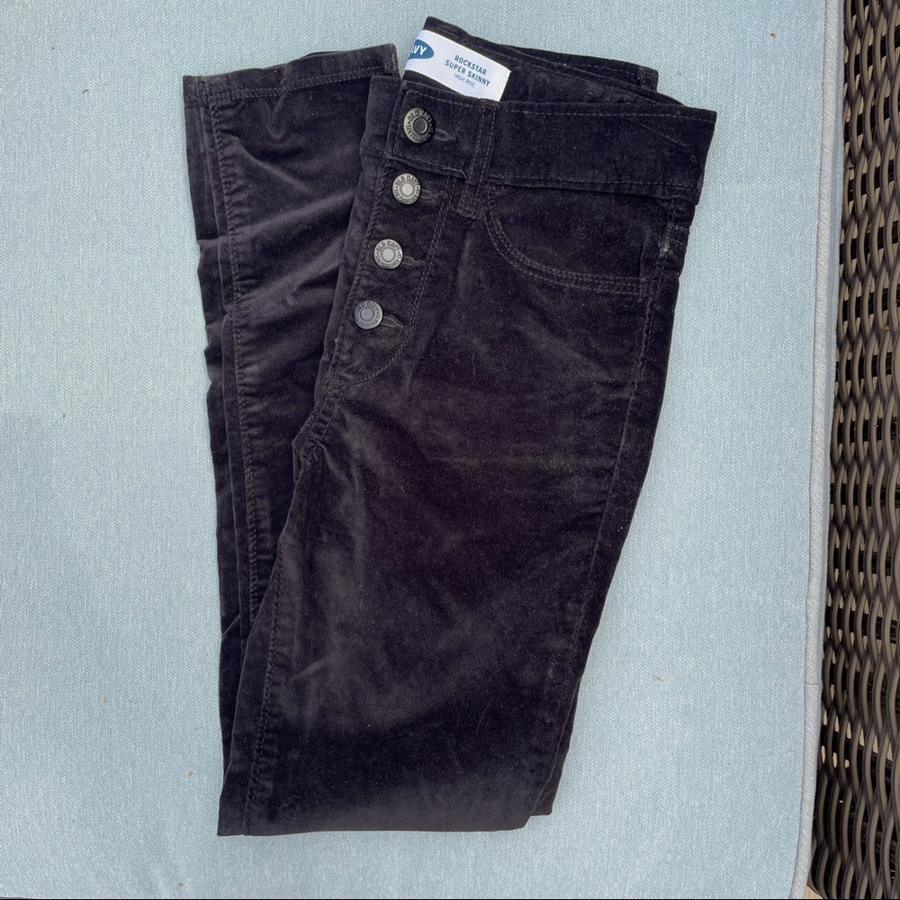 BLACK VELVET SKINNY JEANS!! Sz 8